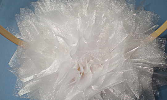 White organza pom-pom tuft for bouquet decorating