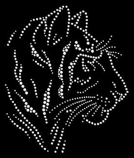 Rhinestones placed in a design on cotton fabric, ready for application