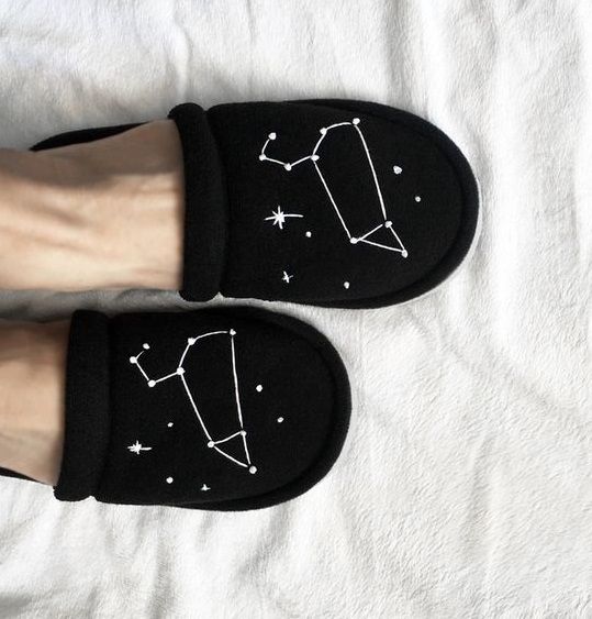 Embroidered slippers with a constellation design