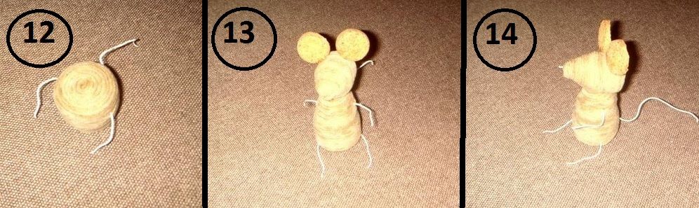 Step-by-step assembly of the cork mouse head and body