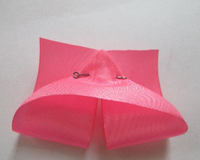 Dimensional bow loop made from satin ribbon