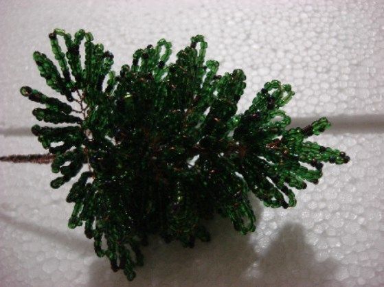 Assembled beaded Christmas tree without its base