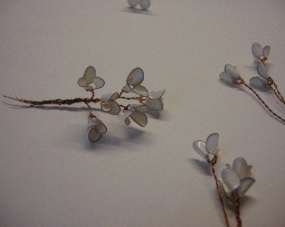 Prepared flower branches for assembling the hair clip