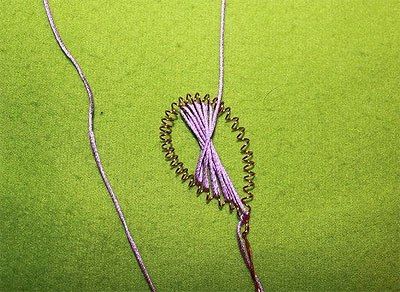 Filling the petal with thread in a spiral pattern