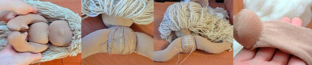 Sequence of preparing a Waldorf doll's yarn hair