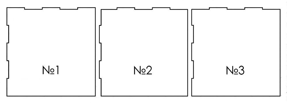 Template for three slotted cardboard panels for the 3D photo backdrop