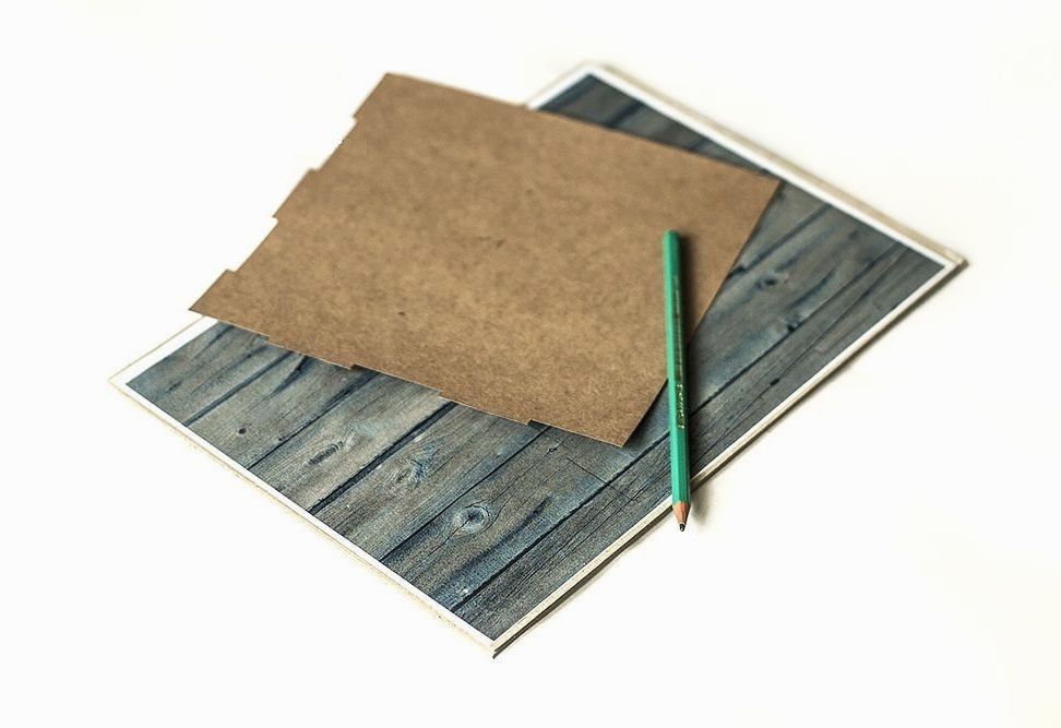 Cardboard panel, texture sheet, and pencil for marking the backdrop