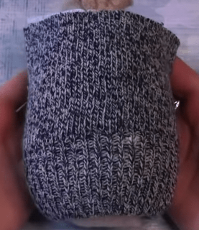 Sock gnome body filled with stuffing inside
