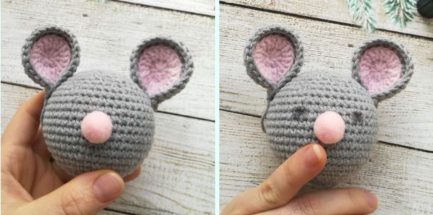Как связать елочную игрушку «Мышкошарик»