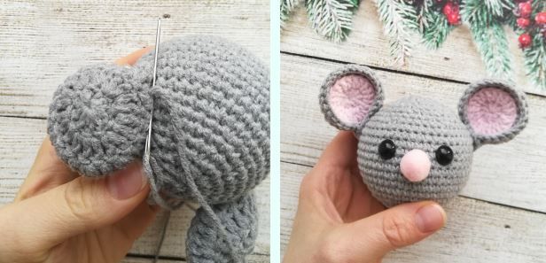 Как связать елочную игрушку «Мышкошарик»
