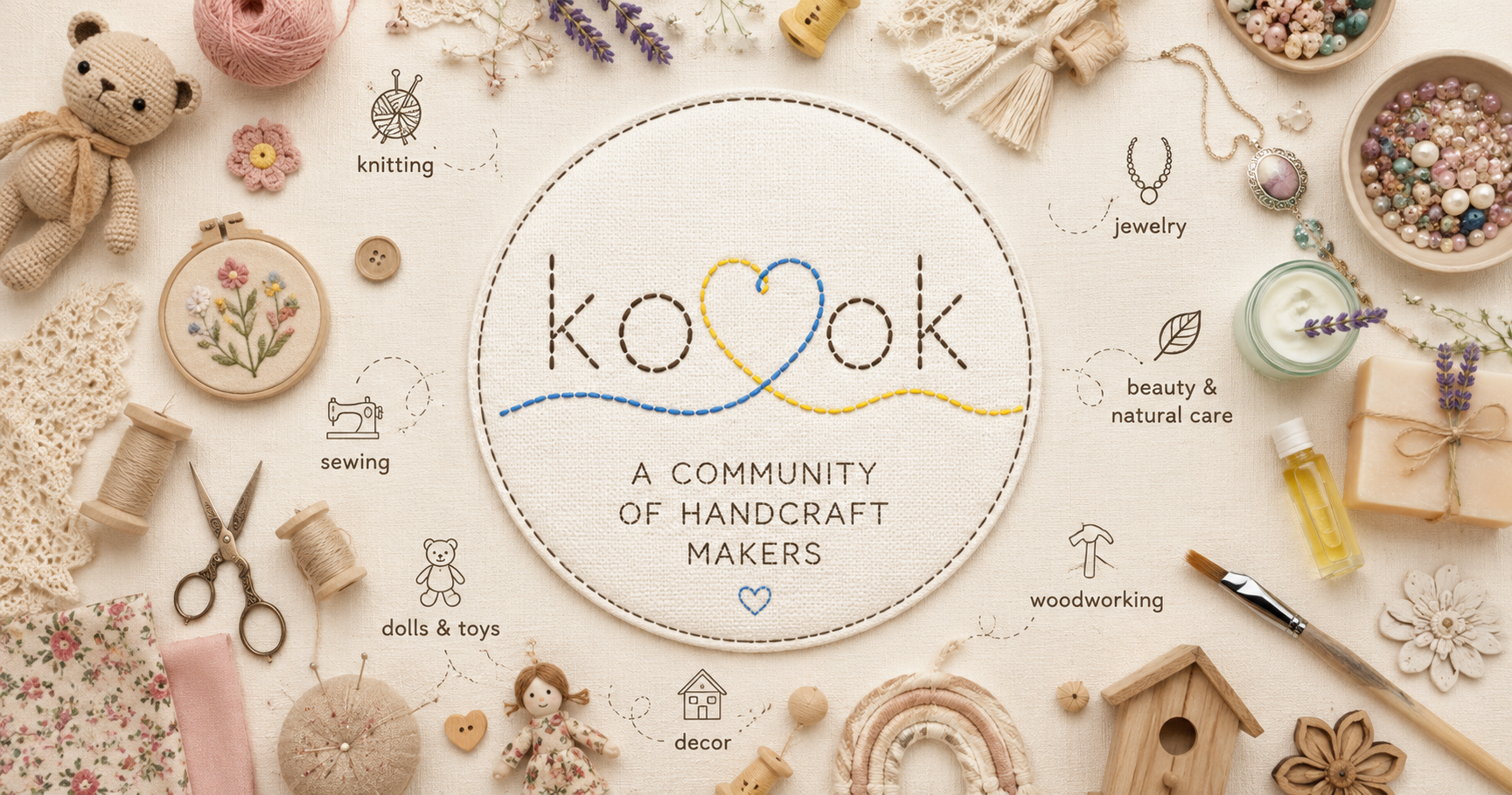 Komok craft community with handmade materials and creative tools